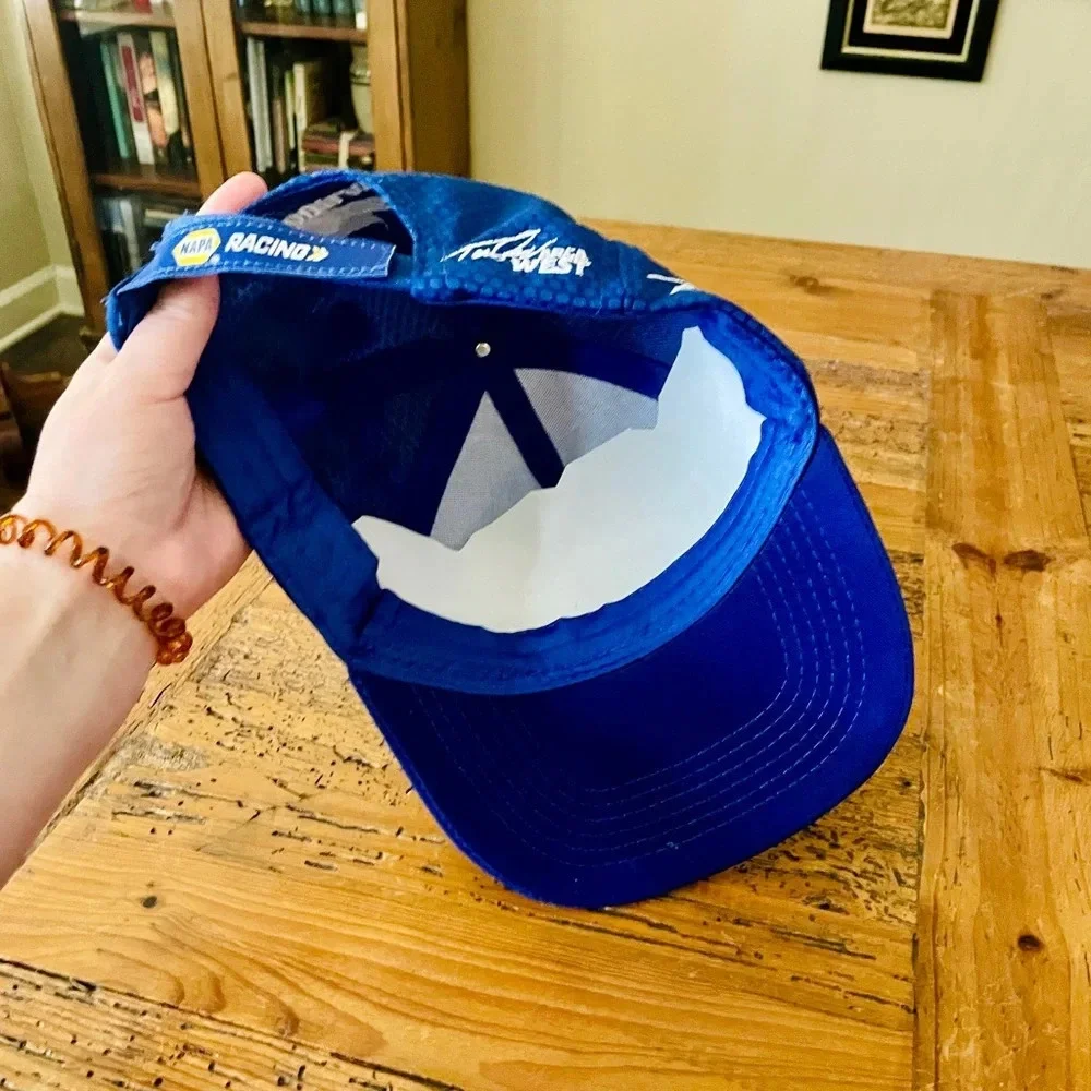 NWOT Napa Racing strap-back adjustable signature cap hat OS blue yellow white